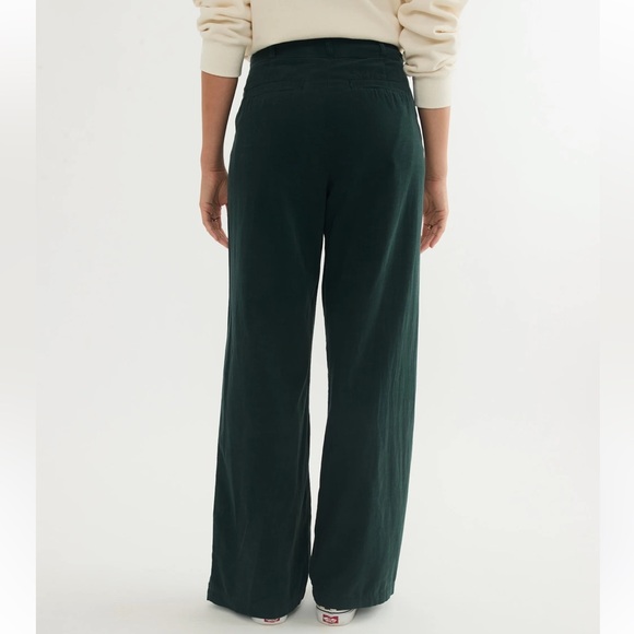 Marine Layer Flora Corduroy Wide Leg Trousers in Green Gables - Picture 2 of 11